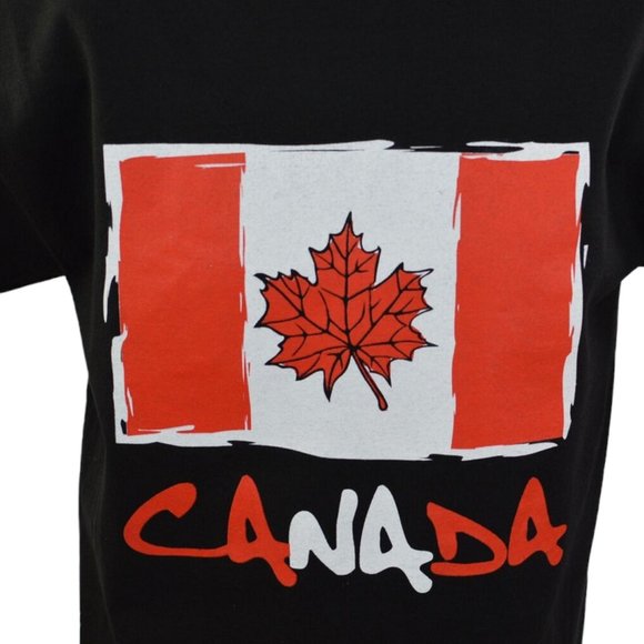 Canadian Canada Flag Emblem MEN sz M Tee Shirts Black - Picture 3 of 6